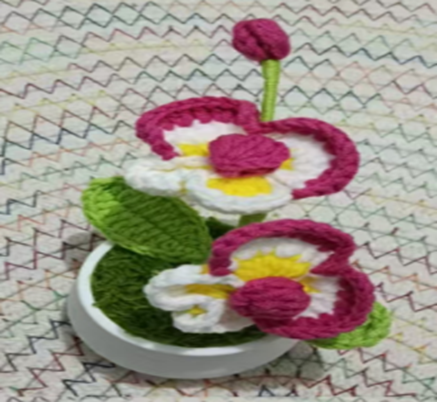 Crochet Lilac Pot Flower