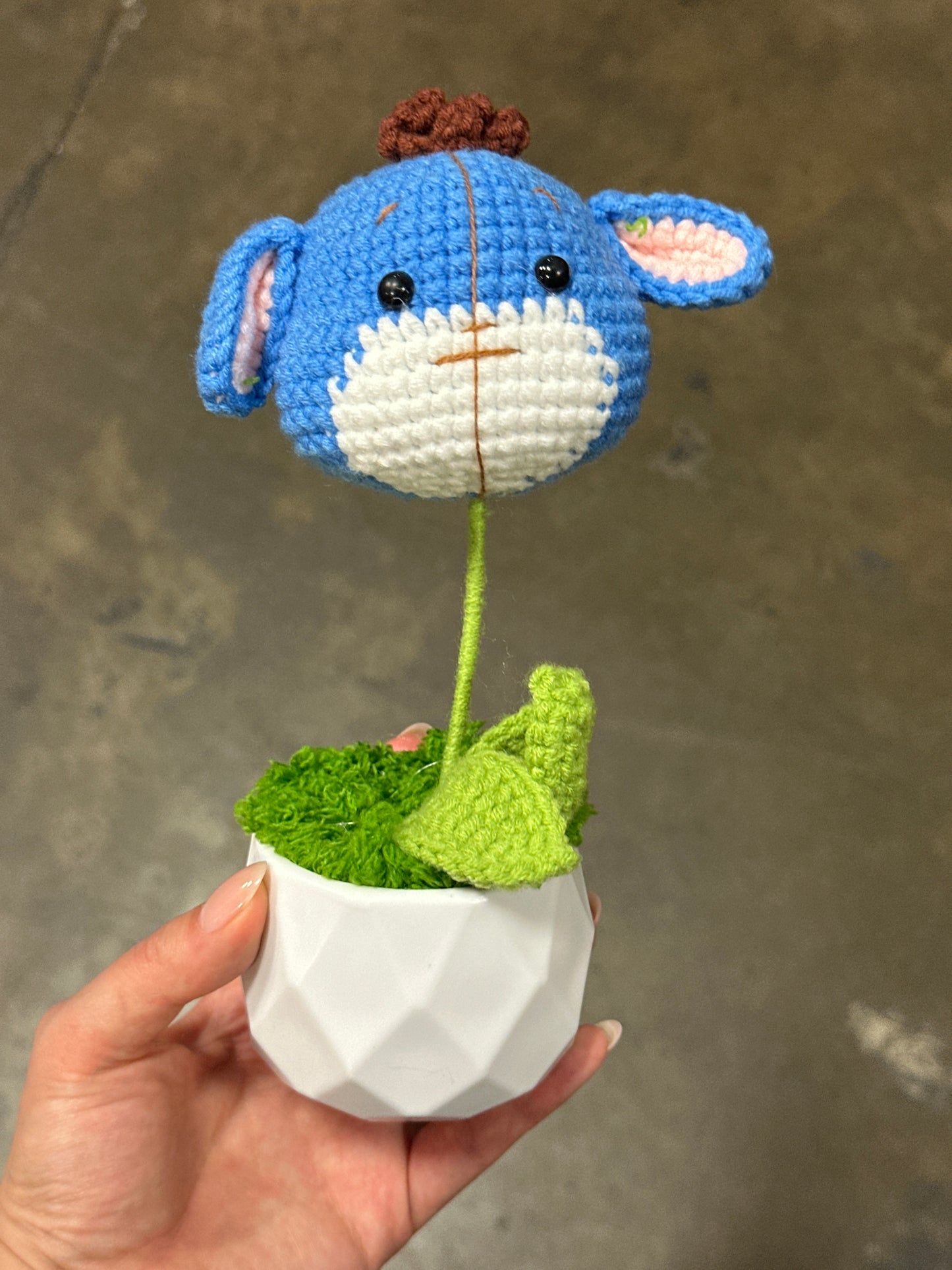 Blue Cute Donkey Flower Pot