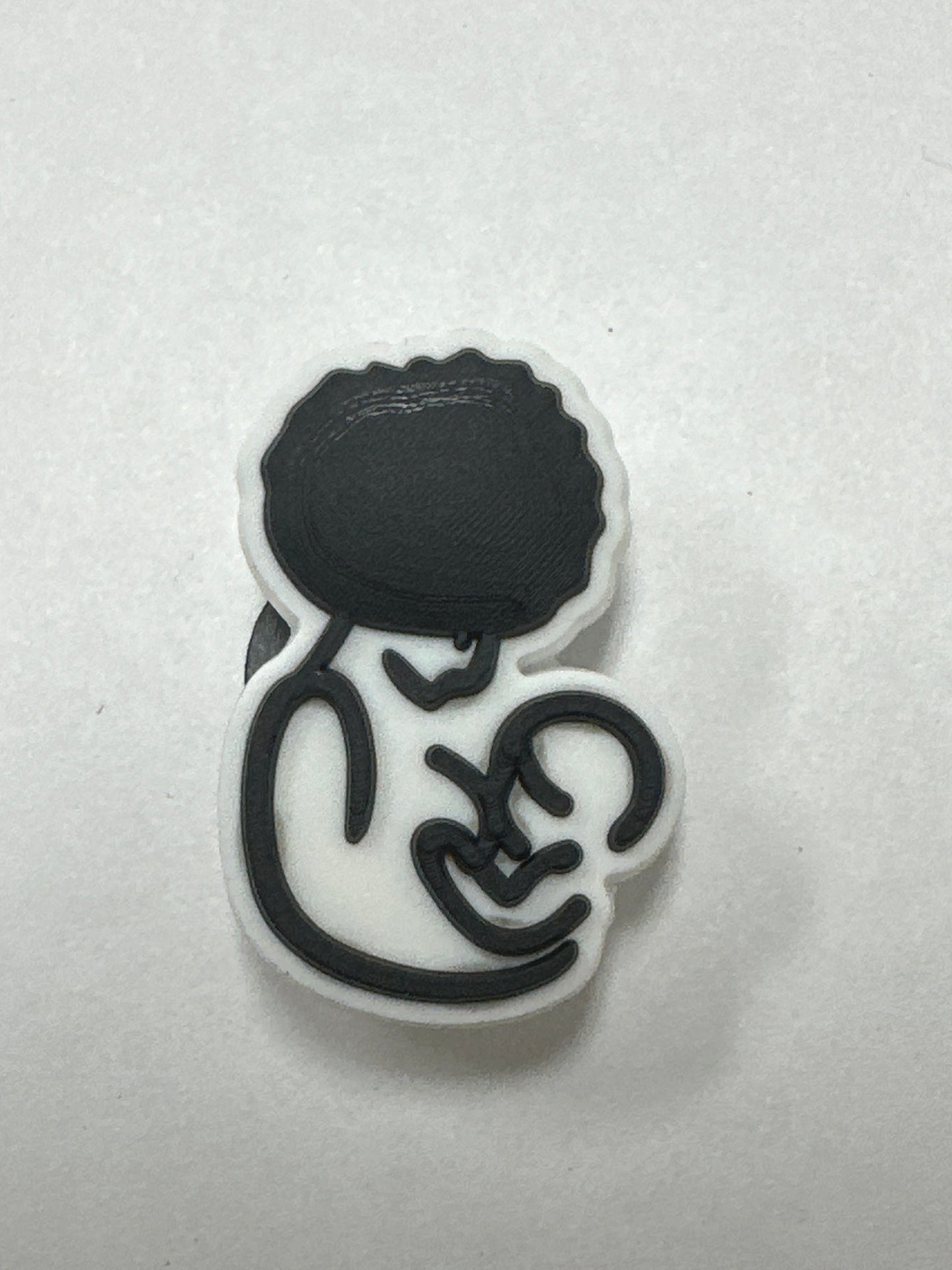 Mom with baby shoe charm