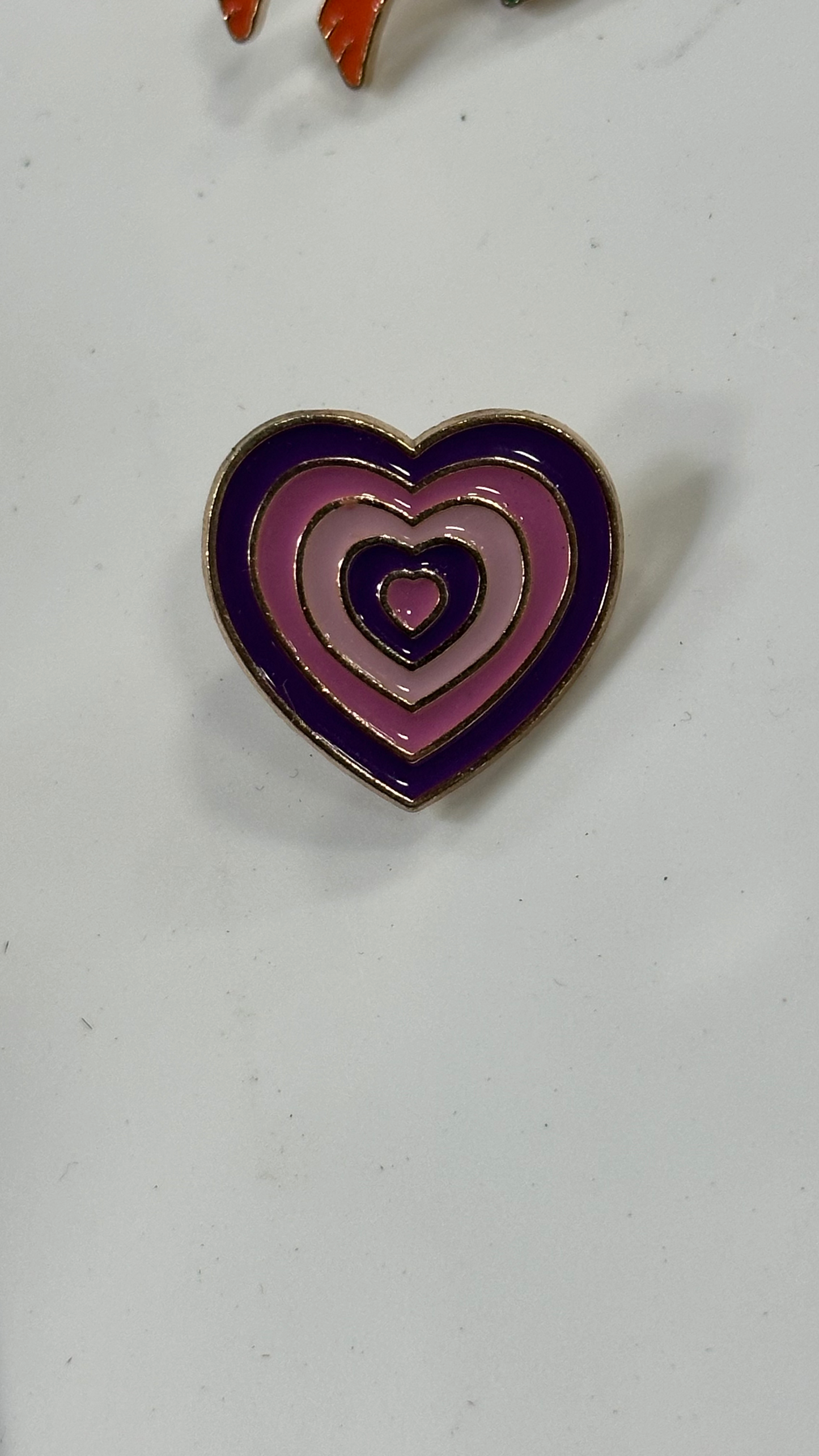 Metal Pin - Brown Pink Heart