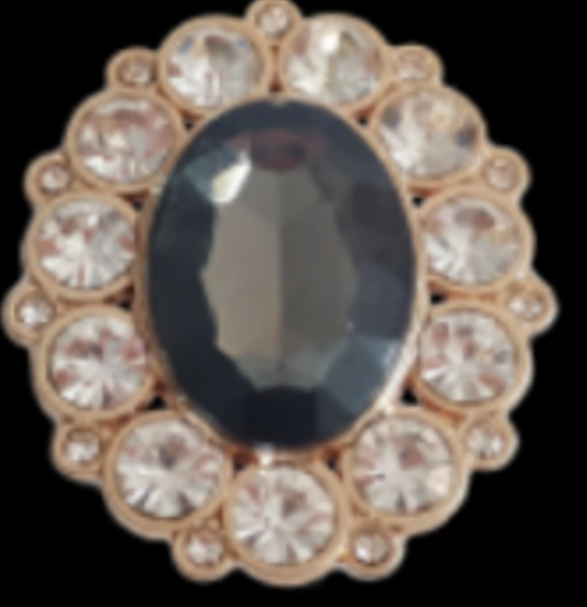Metal Charm - Jeweled Round Brooch