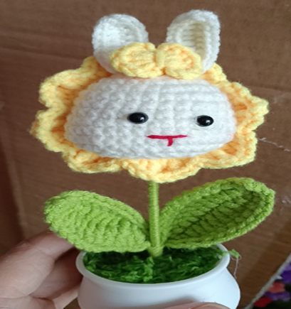 Crochet Yellow Doll Toy Flower Pot