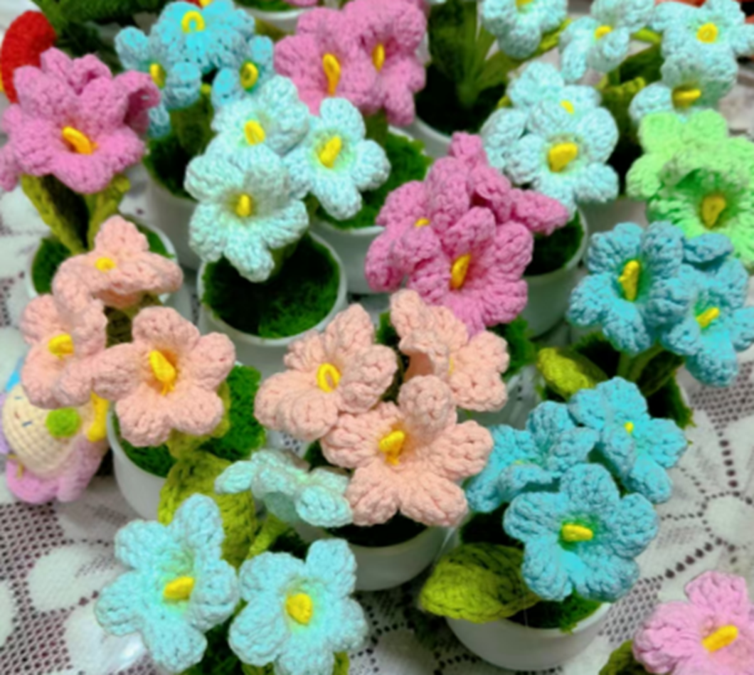 Crochet Flower Daisy Pot