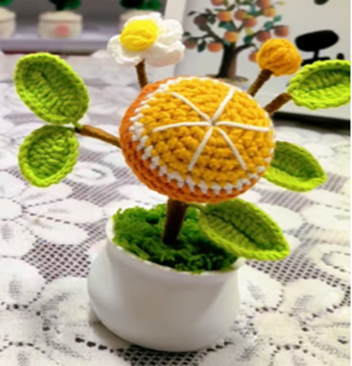 Orange Tree Crochet Flower Pot