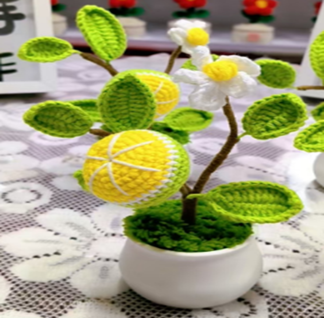 Lemon Tree Crochet Flower Pot