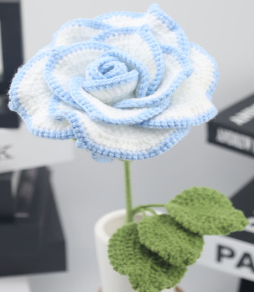 Blue and White Rose Crochet