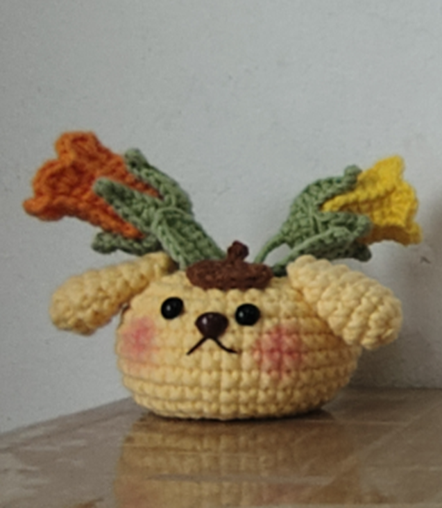 Pompompurin Yellow Crochet Tulip Pot