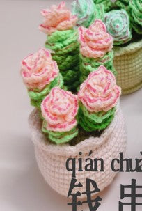 Pink Crochet flower with pink pot
