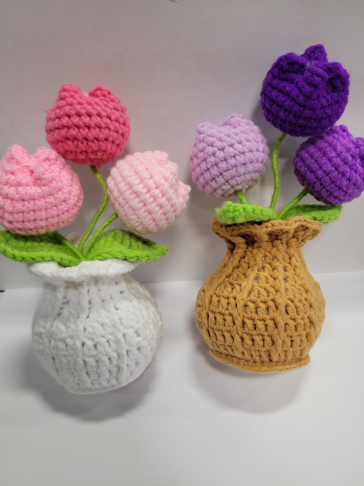 Crochet Flowers 2, Pink, Blue, Purple, Yellow