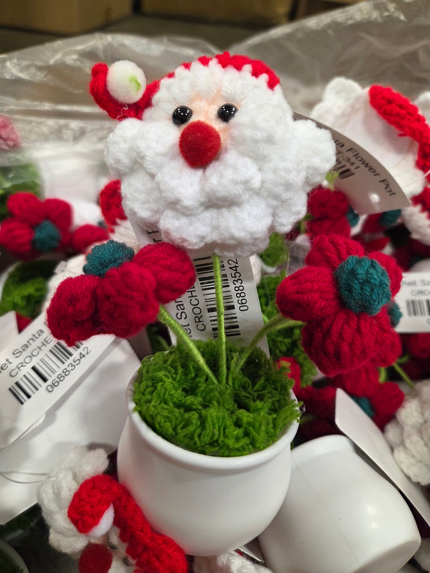 Crochet Santa Flower Pot