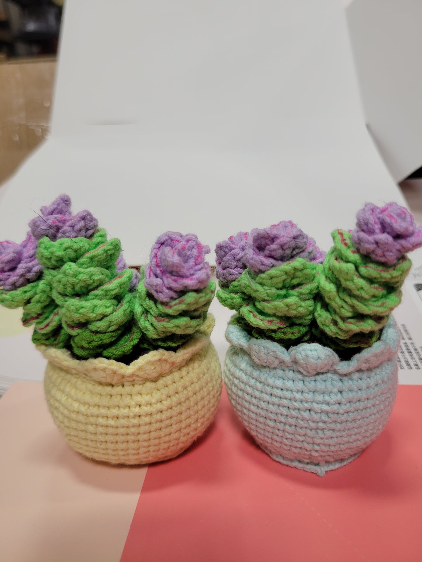Purple Crochet Flower with Pink Pot