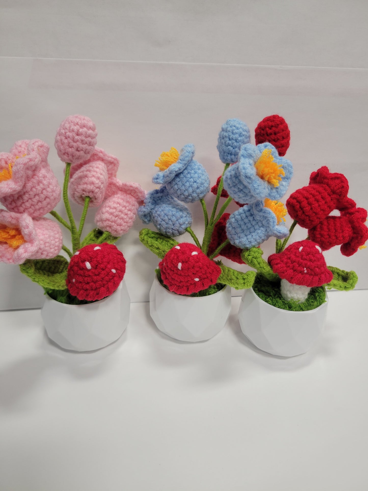 Blue, Red, Pink Bellflower Decor Pot