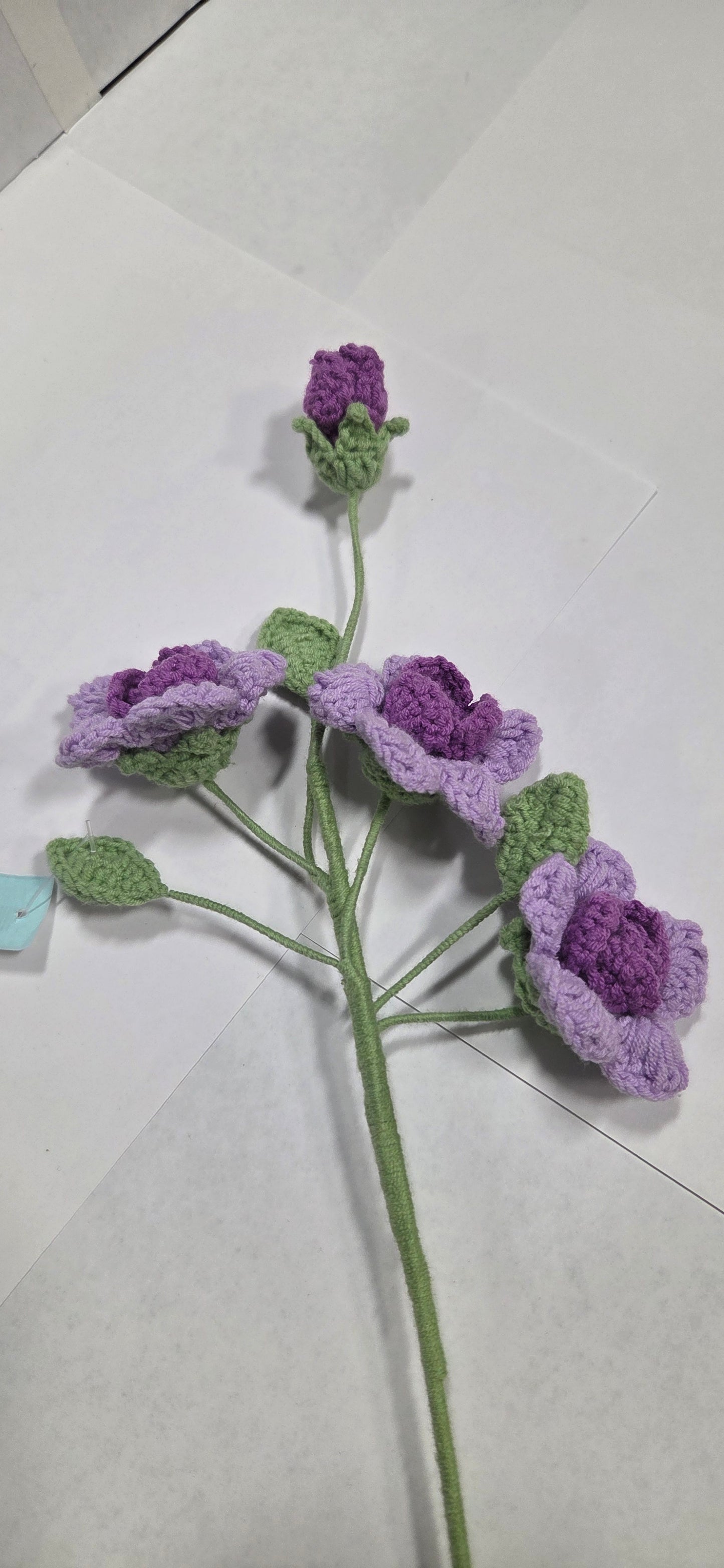 Crochet Purple and Lavender Rose Spray