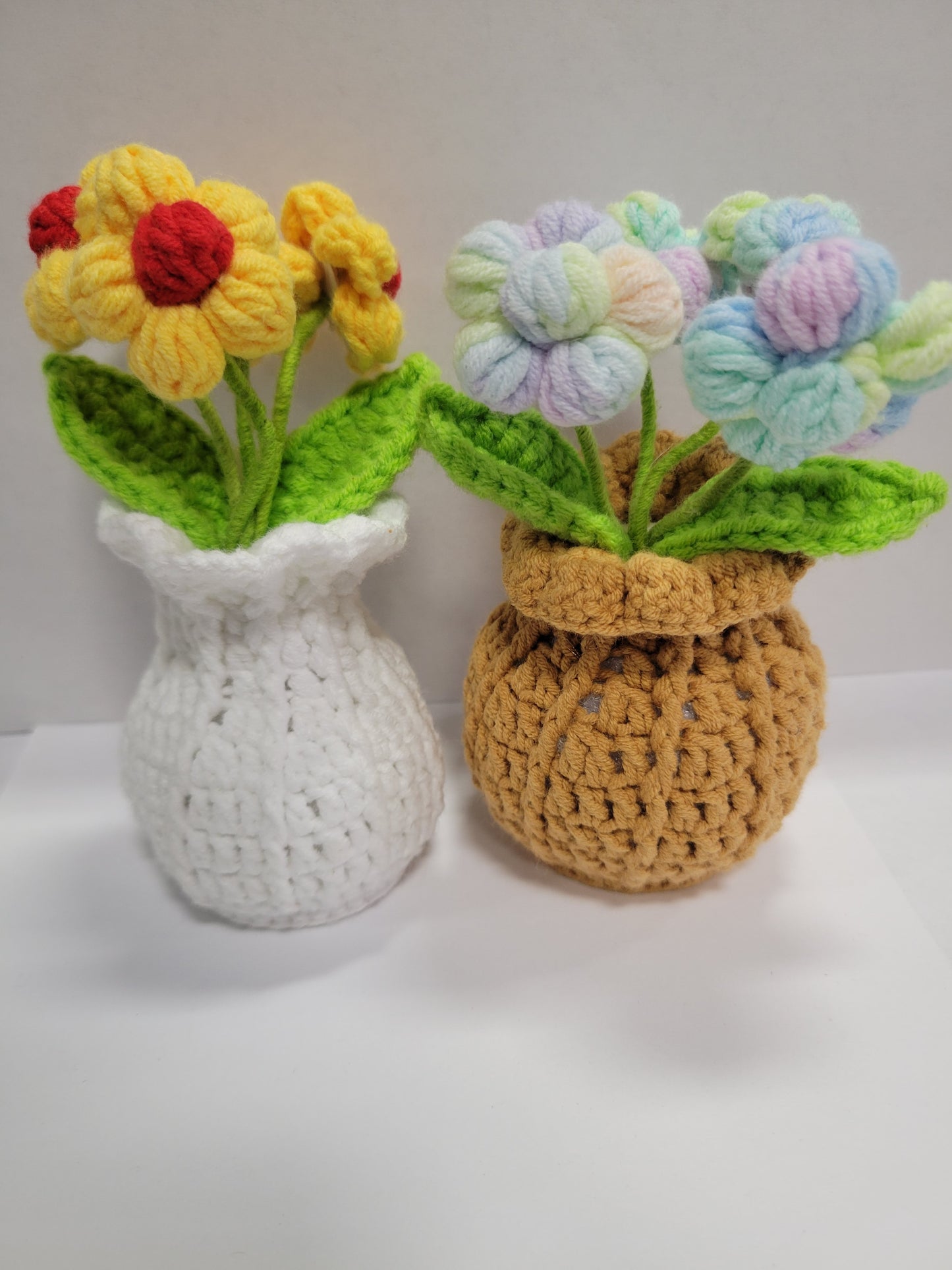 Crochet Flowers 3, Pink, Red, Blue, Yellow, Purple, Green