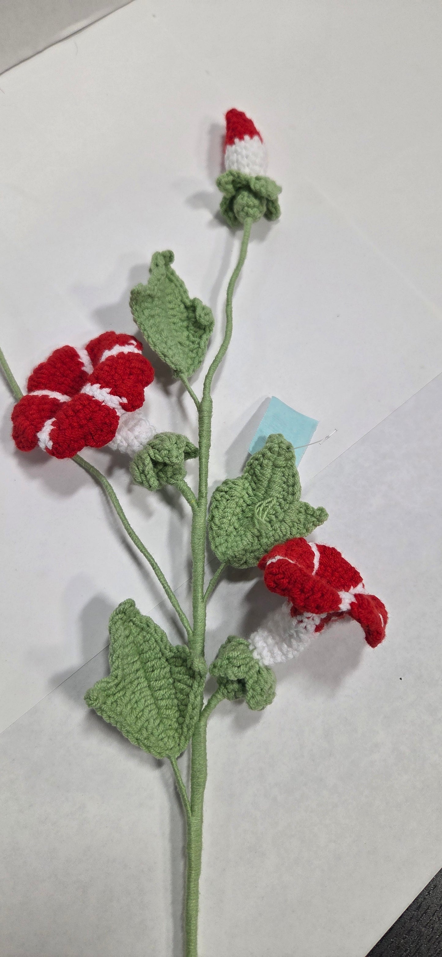 Crochet Red Morning Glory Spray
