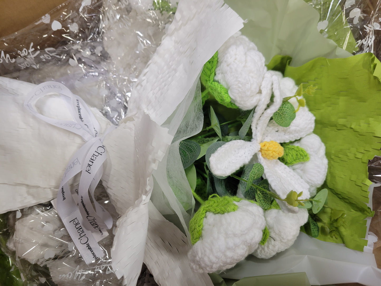 Crochet White Bouquet White Flowers