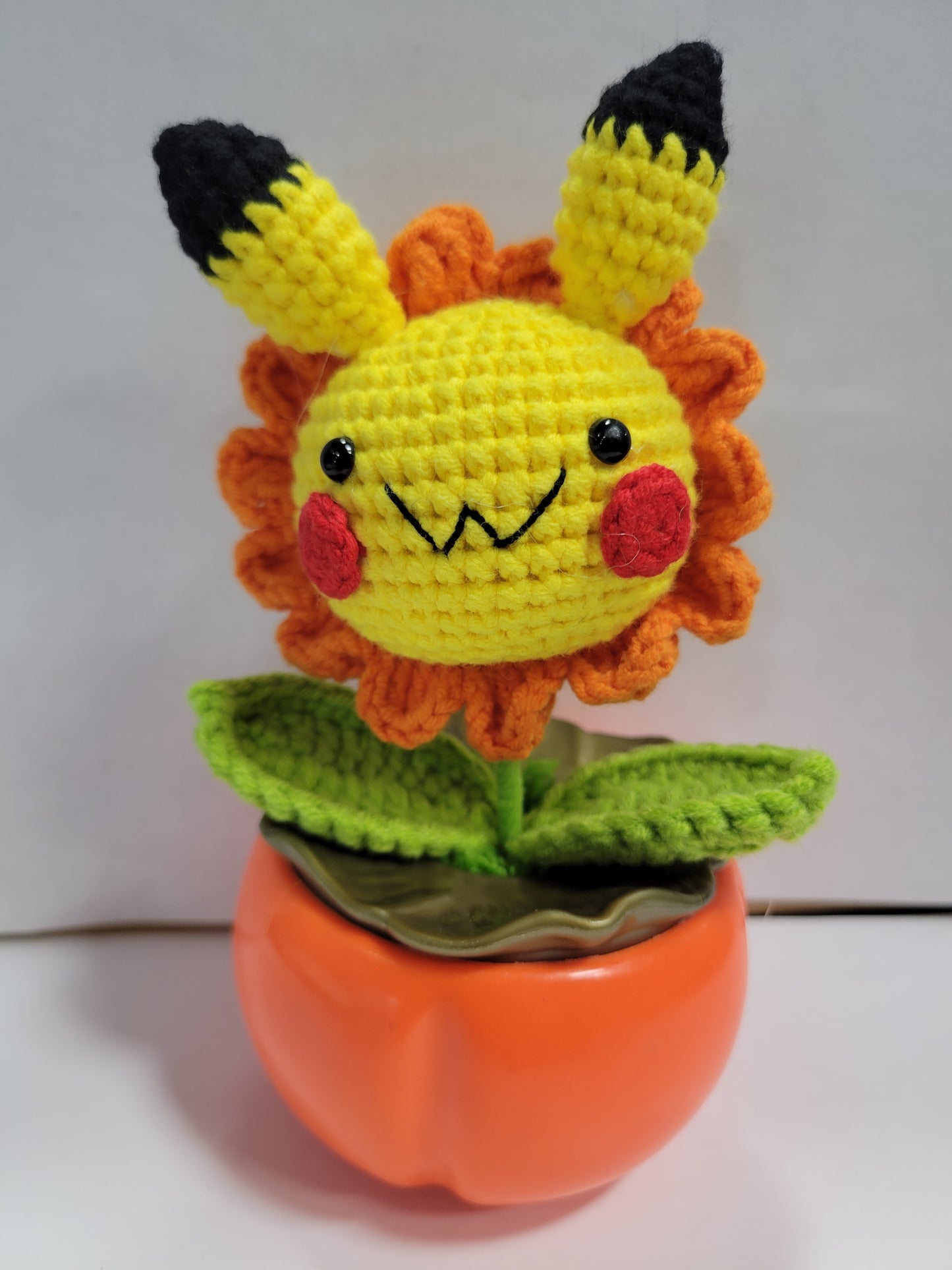 Pikachu Crochet Flower Pot orange