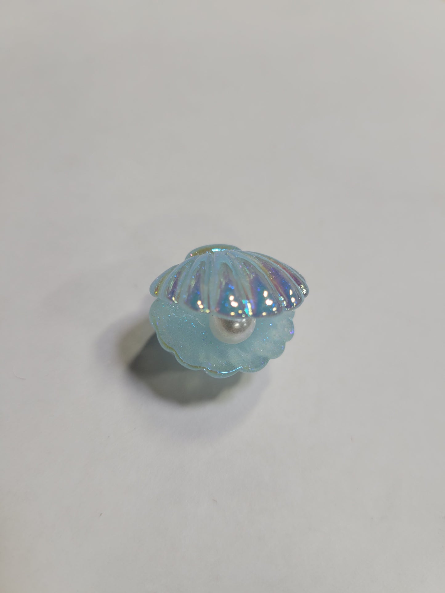 Aqua Blue Seashell with Pearl Charm
