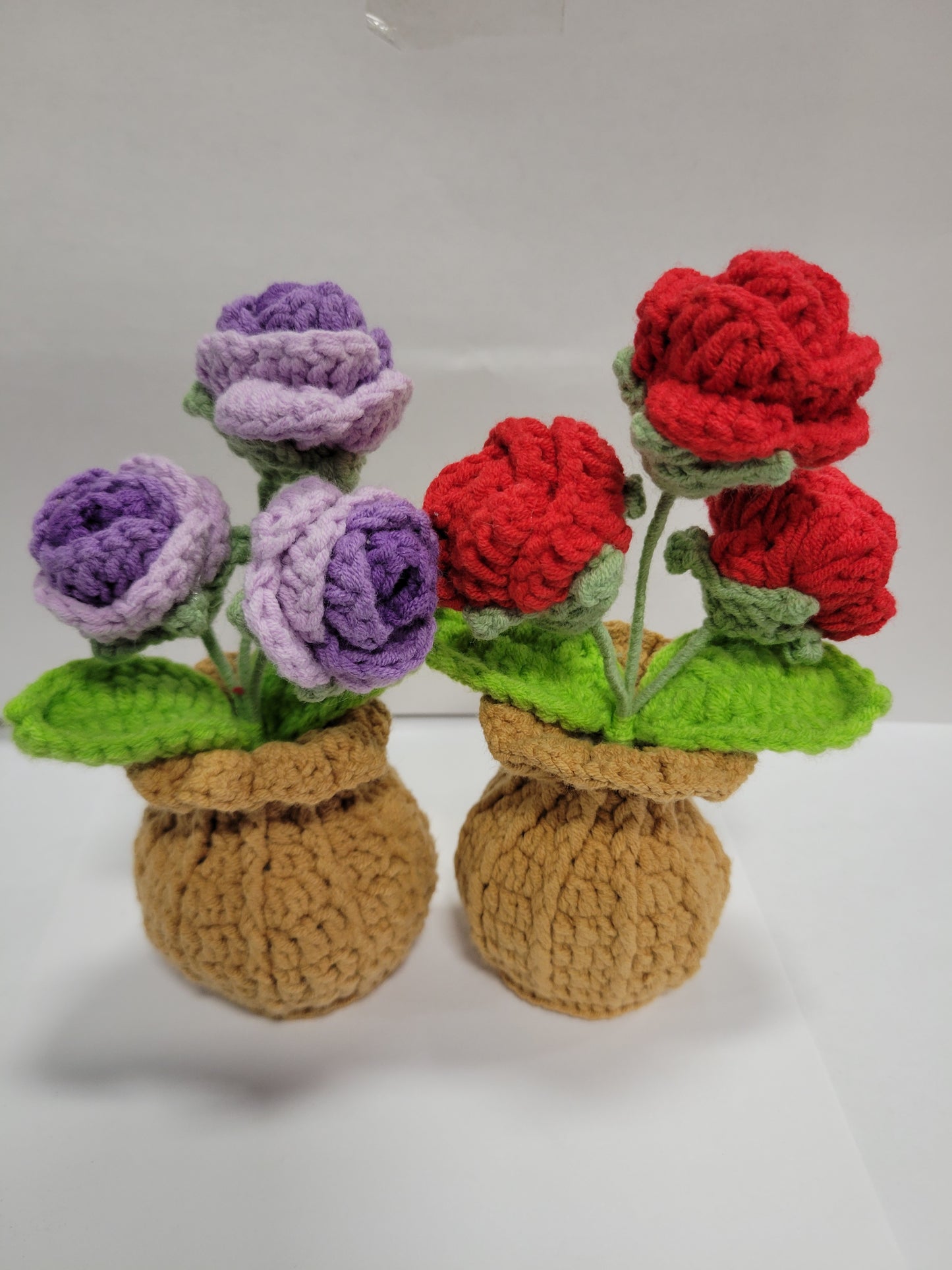 Crochet Roses, Yellow, Red, Pink, Purple