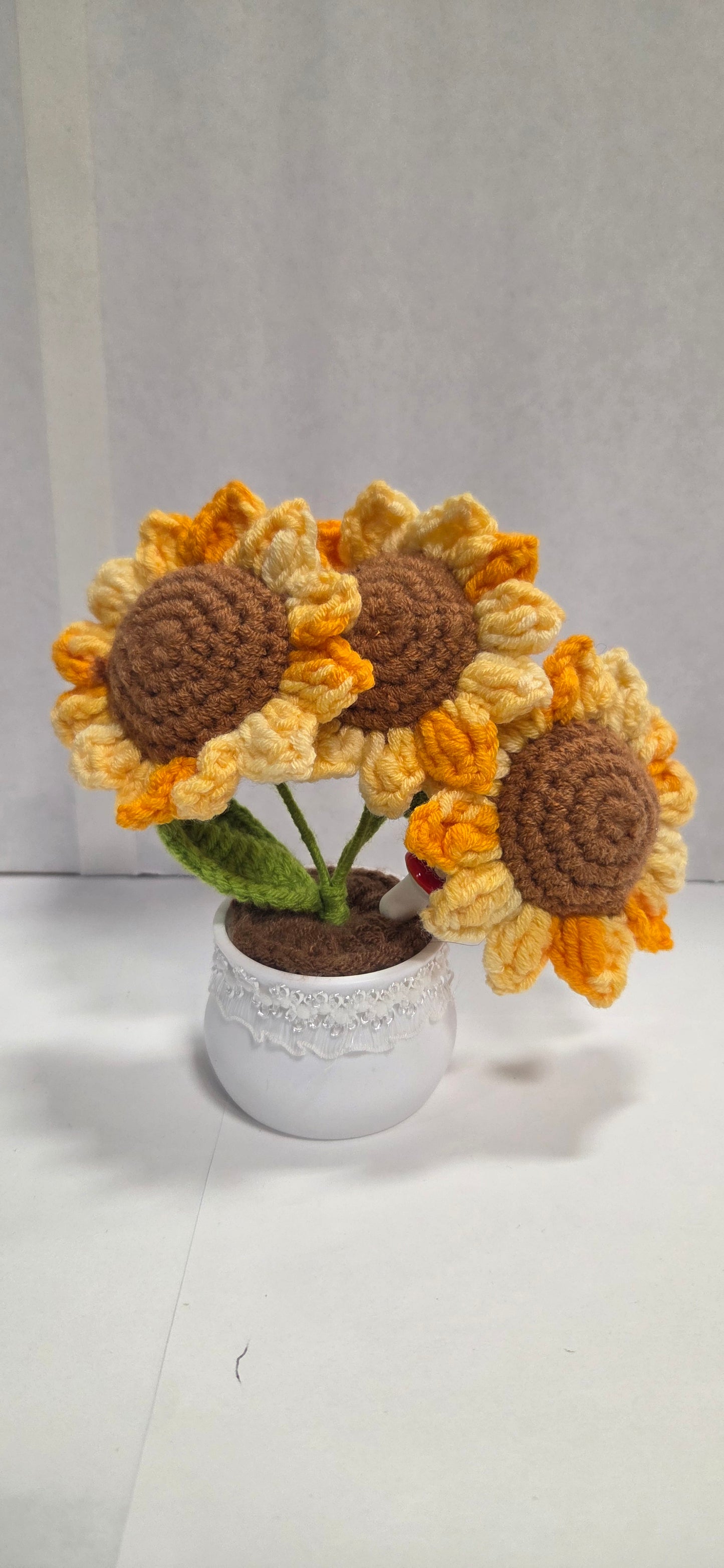 Crochet Triple Sunflower Potted Plant
