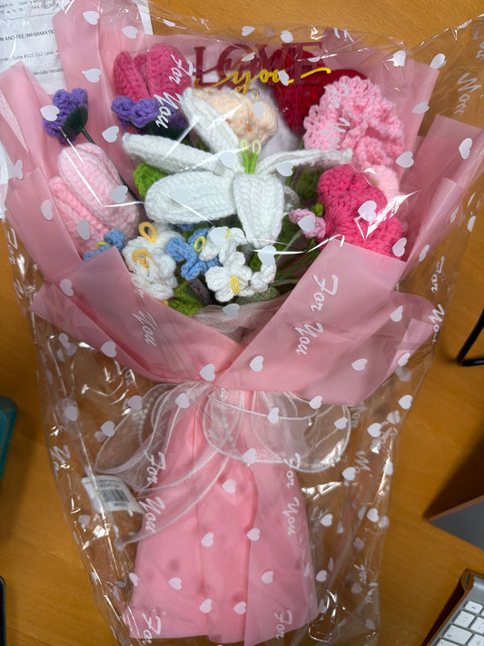 Crochet flower bouquet mix flowers