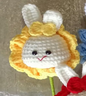 Yellow Crochet Rabbit Doll Toy Single Flower
