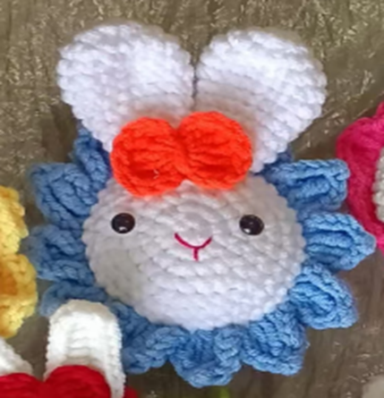 Blue Hello Kitty Crochet Yellow Doll Toy Flower Pot