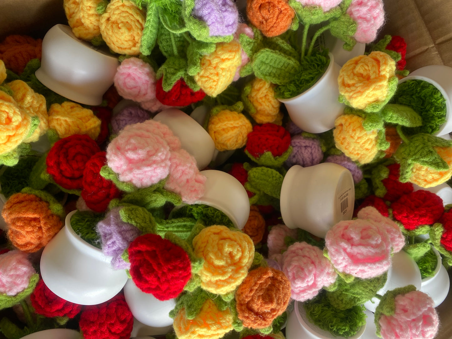 Rose Small Potted Plants Crochet Flower/UJ080