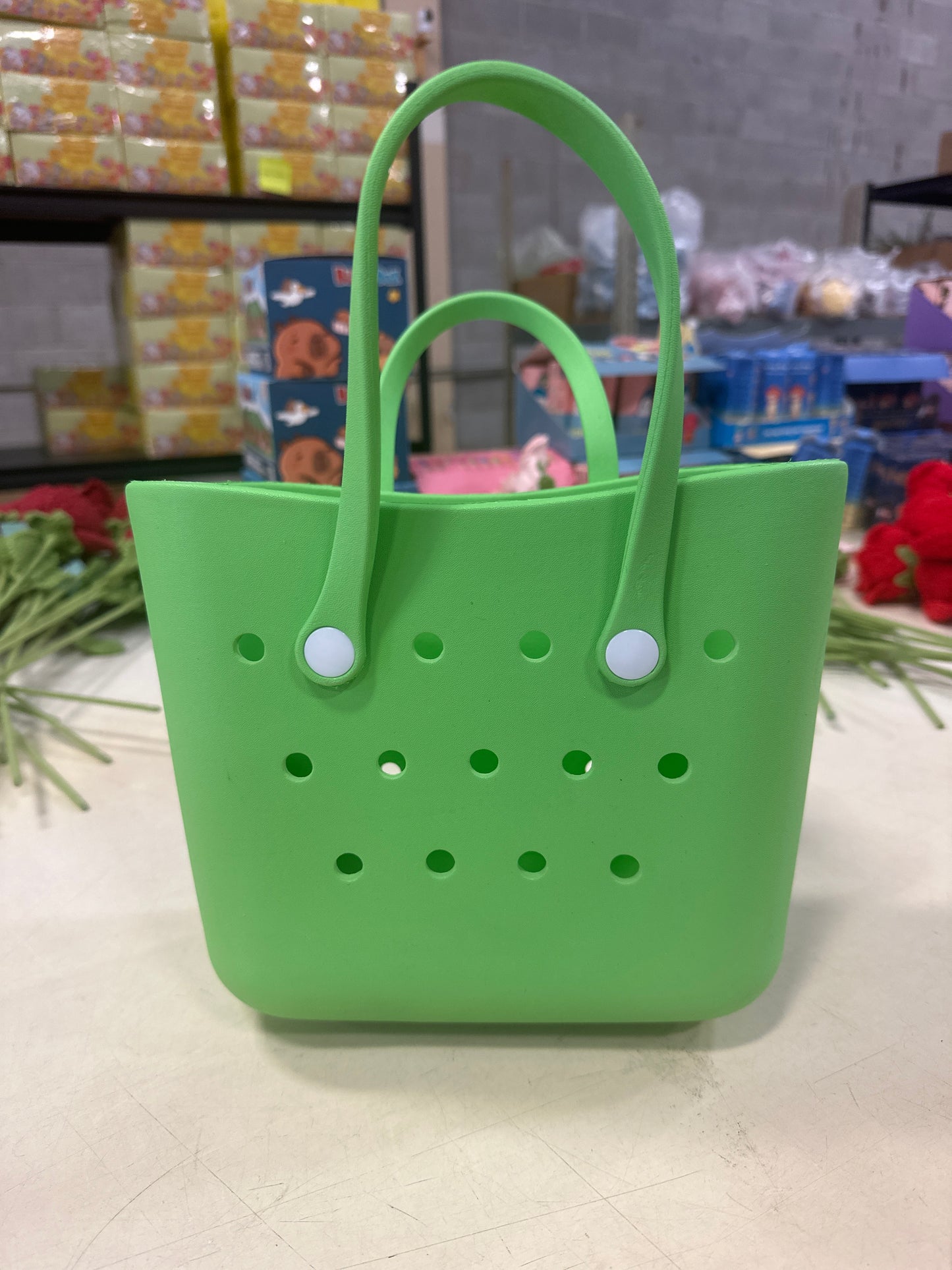 Hand Bag with Holes Pastel Green