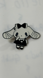 Metal Pin - White Cute Bunny with black clothes