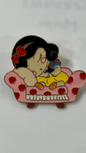 Metal Pin - Black Hair Cute Little Girl Sleeping On the Couch