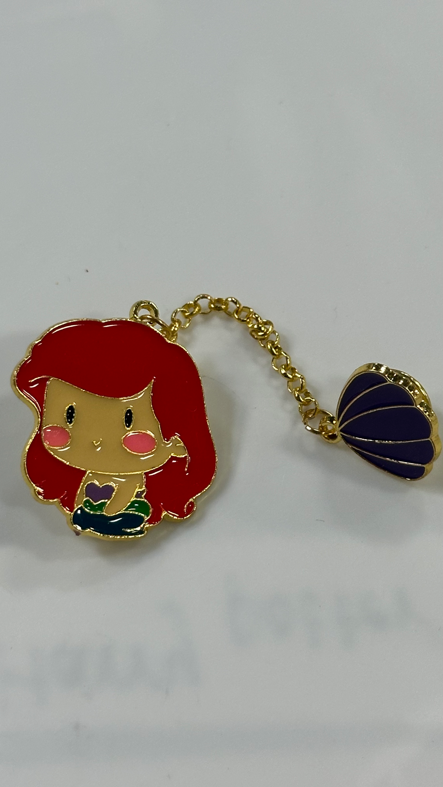 Metal Pin - Red Haired Mermaid Attached to Capsul