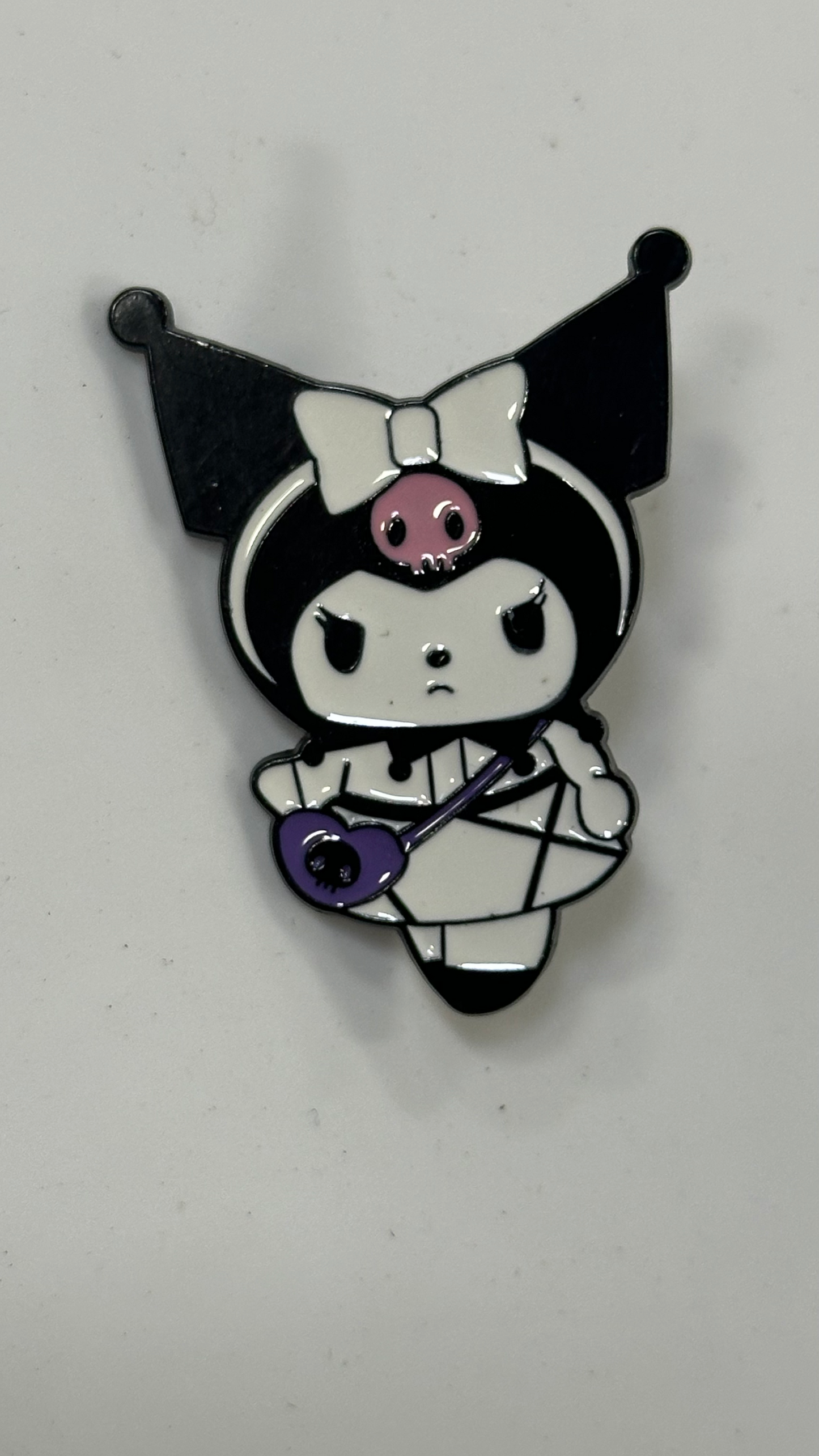 Metal Pin - White Black Bunny Character