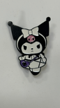 Metal Pin - White Black Bunny Character