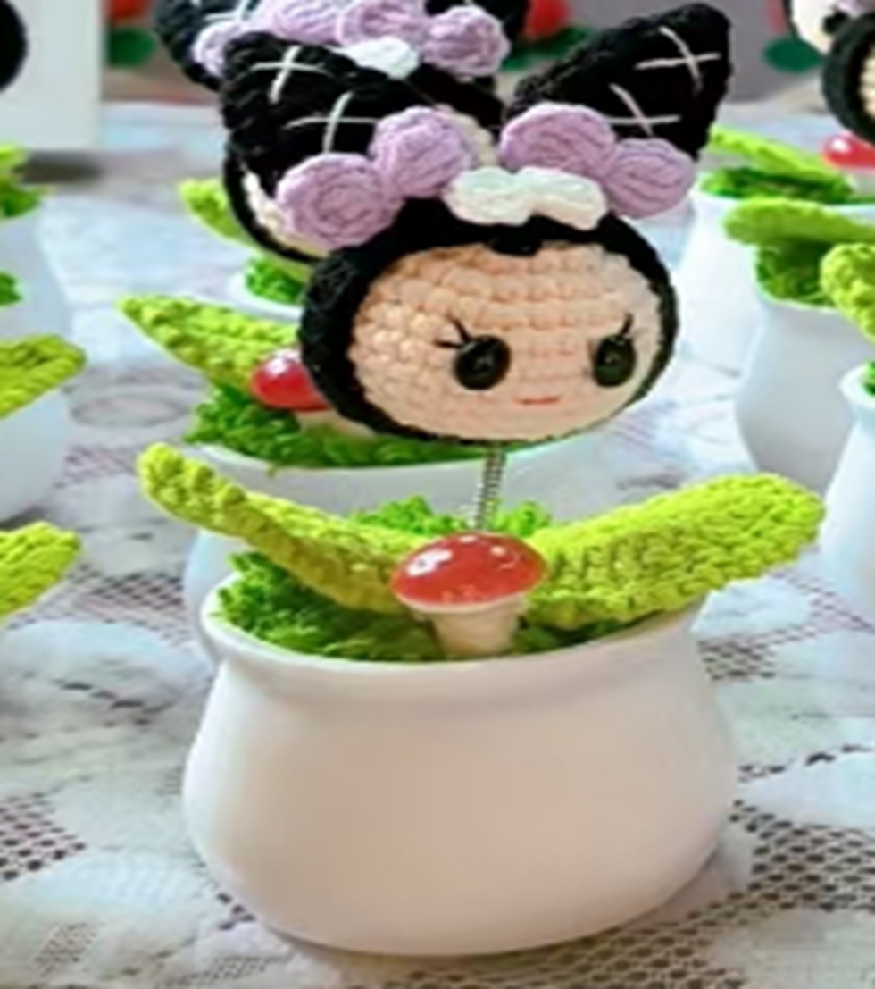 Kuromi Crochet Flower Pot