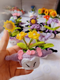 Flower Pot Purple Cow With Pink Flowers