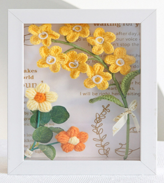 Yellow Daisy Frame Crochet Flower
