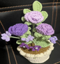 Purple Rose Crochet Flower Pot