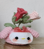 Red and Pink Rose Hello Kitty Crochet Flower Pot