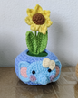 Blue Elephant Hello Kitty Crochet Sunflower Pot
