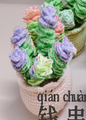 Purple Crochet flower with Blue pot