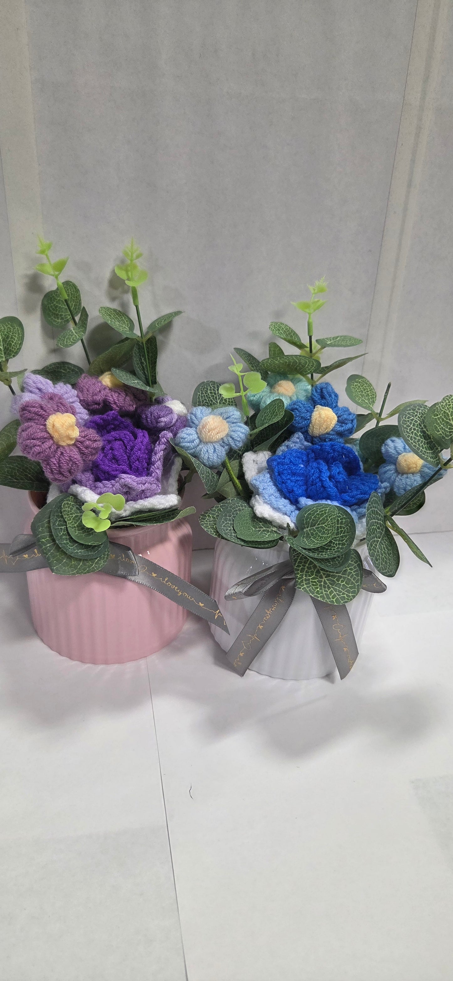 Crochet Mixed Rose and Peony Potted Plants