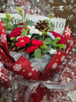 Red and White Crochet Rose Bouquet
