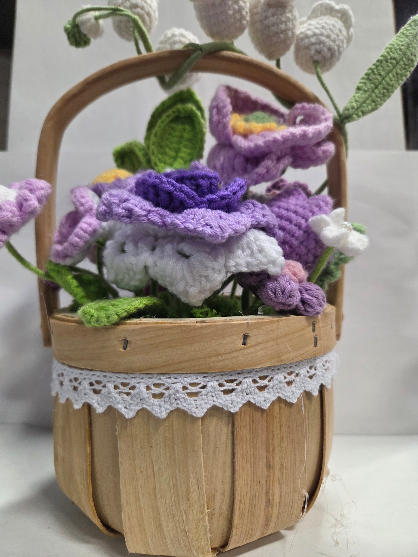 Purple Crochet Flower Basket