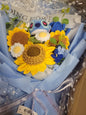Blue Stitch Bouquet with Big Sunflower