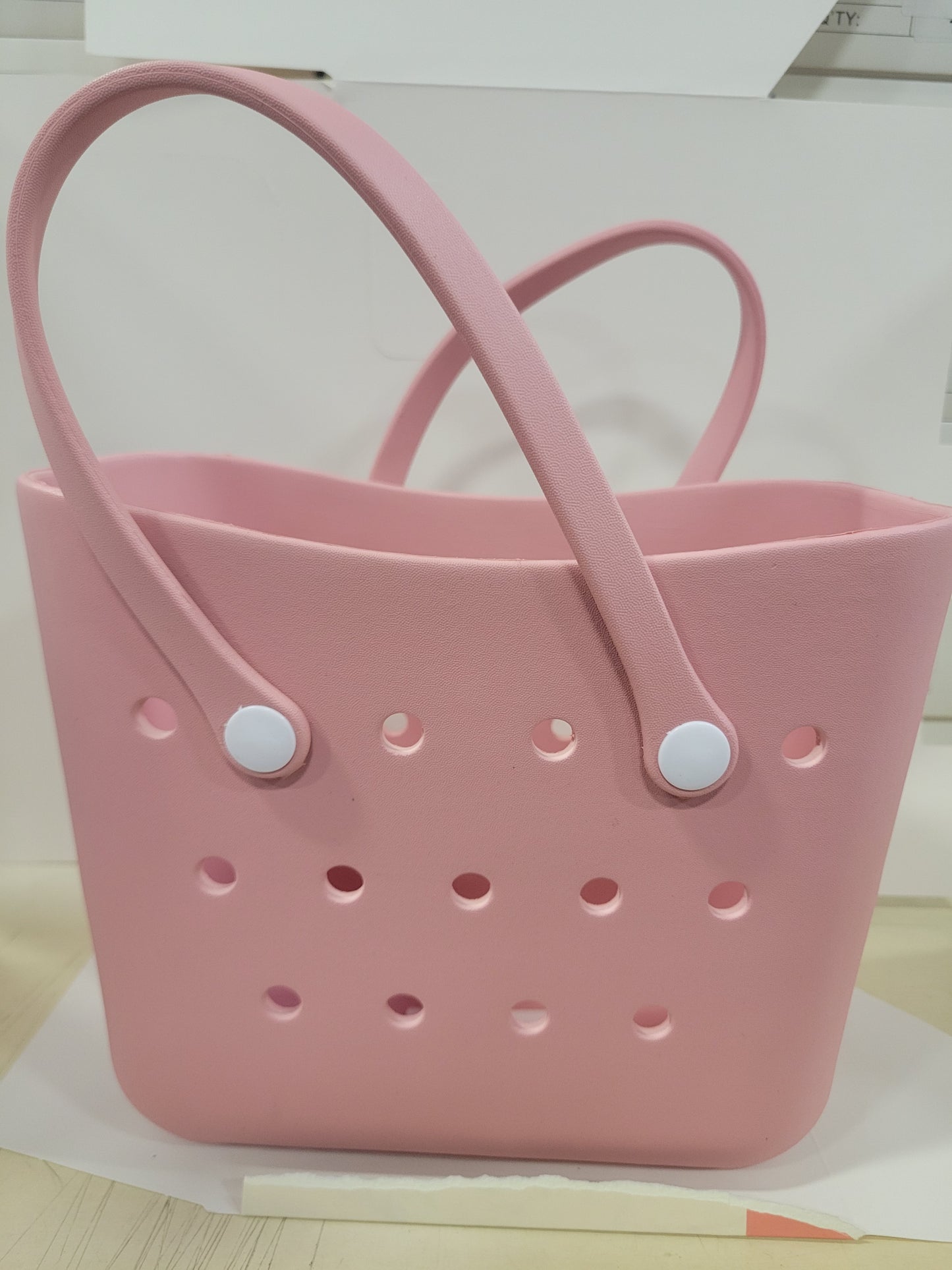 Hand Bag with Holes Pink