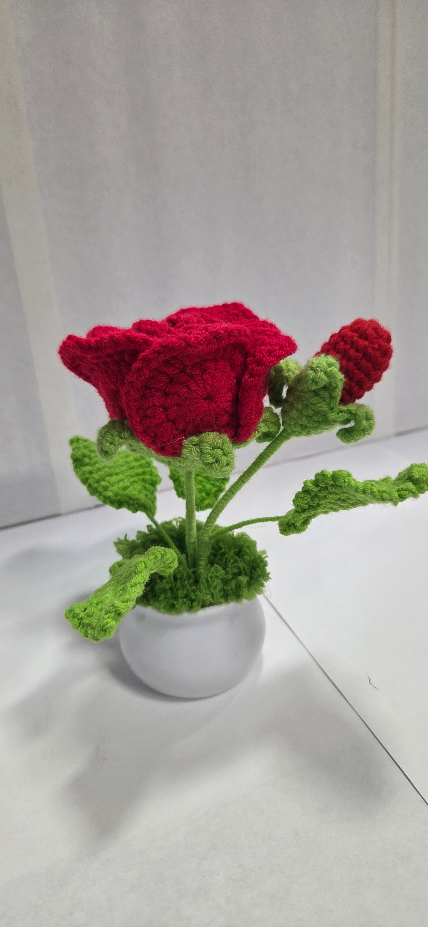 Single Stem Crochet Rose Pots