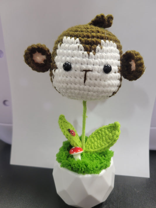 Cute baby monkey Crochet Flower Pot