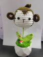 Cute baby monkey Crochet Flower Pot