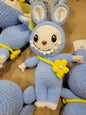 Light Blue Labubu Doll with Yellow Flower